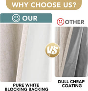 Linen Blackout Curtains Durable Thick Textured Linen Look 100% Blackout Patio Door Curtain Anti Rust Grommet Extra Wide Sliding Door Curtain Panel, Natural，W100 x L108 inch (Pack of 4)