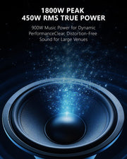 1600W 12" Powered PA Speaker & Karaoke System, Bluetooth, DJ Party