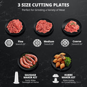 Electric Meat Grinder & Tomato Sauce Press Maker with Strainer - Heavy Duty Food Mill Machine for Grinding Meat, Making Tomato Sauce, Sausage, Kibbeh for Home Kitchen Use