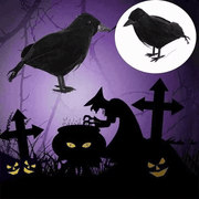 6 Pcs Halloween Black Crows Feathered Crows Realistic Looking Ravens Large Handmade Black Crow for Halloween Decoration Party Supplies