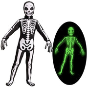 Joyfy Glow in the Dark Skeleton Costume for Kids, Skelebones Costume, Bone Jumpsuit, Kids Halloween Dress up 3-10 Years