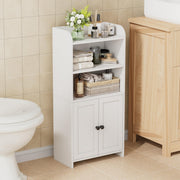 Small Bathroom Storage Cabinet, Toilet Paper Storage Cabinet Bathroom Floor Cabinet with Doors and Shelves, Bathroom Organizers for Small Spaces, 7.9" D x 14.6" W x 31" H, White