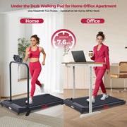 Small Treadmill for Home, Walking Pad Treadmill with Incline and Handle Bar 3.0HP Electric Under Desk Treadmill for Small Space, 0.6-7.6MPH Portable Mini Exercise Treadmills, 350LBS Capacity