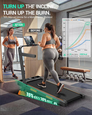 15% Incline Walking Pad with Handle Bar, Treadmills for Home Small