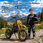 50cc Kids Dirt Bike,2Stroke Gas Dirt Bike for kids8-14,Orange,2026 Upgraded