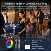 200W Karaoke Machine with Premium Wood Cabinet for Powerful Sound