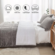 Ultra Soft Sherpa Comforter Set Full Queen, Fall Winter All Season Down Alternative Bedding Sets Grey 3 Piece (1 Comforter and 2 Pillow Shams)