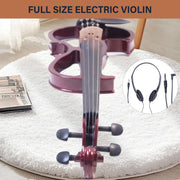 4/4 Full Size Electric Violin, Solid Maple with Ebony Fittings, Red