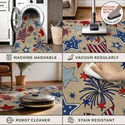 4th of July Patriotic Stars Kitchen Runner Rugs, 3x10ft, Independence America Stars Memorial Day Front Door Mat, Non Slip Rubber Backing Machine Washable Entryway Hallway Floor Decor Carpet