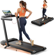 Folding Treadmill with 10% Incline, 2.5 HP Walking Pad with Handle Bar, 300 lb Capacity Treadmills for Home/Office, Foldable Treadmill with App & Speaker, 0.6-10 MPH