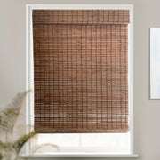 Custom Bamboo Shades | Rustic | Cordless Bamboo Roman Shades for Windows and Doors (Natural Woven) | Rustic Walnut (Great Privacy) | 52" W X 72" H