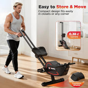 8-Level Foldable Magnetic Rowing Machine, App-Ready Monitor, Wide Seat, Black, 265 lb Capacity