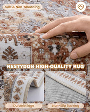 Washable Rugs 8x10 Area Rugs for Living Room, Orange