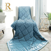 Therapy Weighted Blanket - Heavy 100% Cotton Blankets with Premium Glass Beads (60''x80'' 25lbs, Coastal Fog), Suitable for One Person (~200lb) - Use on Queen/King Bed