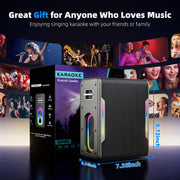 Portable Karaoke Machine, with 2 Wireless Microphones & LED Party Lights