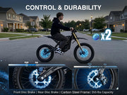 FLASH PRO Electric Dirt Bike for Adults, 5000W Peak Mid-Drive Motor Electric Motorcycle with Wheelie Assist, 55 MPH 50 Miles 60V 27Ah, 17/14" Tires All-Terrain Off-Road E-Bike