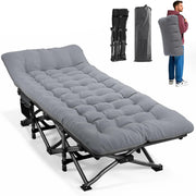 Camping Cot for Adults with Comfortable Cushion, Folding Bed 450LBS Heavy Duty; Foldable Padded Cushion for Compact Storage; Carry Bag Included; Portable Cot for Outdoor Use