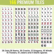 American Mahjong Tile Set,166 White Tiles Mahjong Set,4 Colors Mahjong Racks,Travel Mahjong Set with Blue Carrying Bag