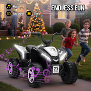 Kids Electric ATV 4 Wheeler, 24V Ride On Toy for Big Kids, White
