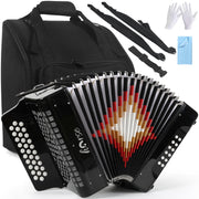 31 Key Accordion,12 Bass 3-Row G/C/F Diatonic Accordions Instruments for Adults with Thicked Suitcase and Straps, 31 Keys Button Acordeón Acordeones Para Adultos For Beginners to Professionals