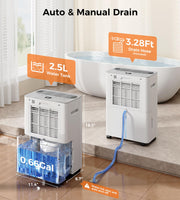 2500 Sq.Ft Max 32 Pints Dehumidifier for Basement with Drain Hose Dehumidifiers for Home, Large Room, Bathroom, Bedroom, Quiet With Smart Compressor, Intelligent Humidity Control, 24HR Timer