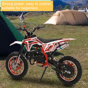50cc Dirt Bike for Kids, 2-Stroke Mini Bike Gas Powered Off Road Motorbike Motorcycle Motorcross with Speeds up to 25 MPH for Uphill and Off-Road for Youth Riders, Support 330LBS Red