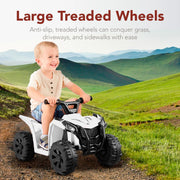 6V Kids Ride On Toy, 4-Wheeler Quad ATV Play Car w/ 1.8MPH Max Speed, Treaded Tires, Rubber Handles, Push-Button Accelerator - White