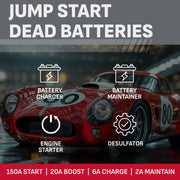 Wheeled 6A Car Battery Charger & Maintainer – SC1364 Automatic Operation, 150A Engine Start, 20A Boost – Restores & Repairs Batteries, For 12V Car, Truck, SUV Batteries
