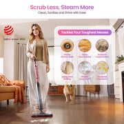 Steam Mop for Hard Floors, 15s Fast Heat-Up, Compact 3 Steam Modes, 15s Heat-Up, 248°F Steam, Up to 37 Min Steam Time, Hardwood Floors & Carpets, Self-Standing, Chemical-Free