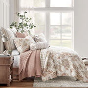 Selesta Blush Quilt Set - King Quilt and Two King Shams - Floral - Blush Taupe Grey - Quilt (106x92in.) and Shams (20x36in.) - Reversible - Cotton
