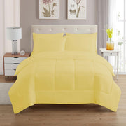 7 Piece Comforter Set Bag Solid Color All Season Soft Down Alternative Blanket & Luxurious Microfiber Bed Sheets, Yellow, Queen (Pack of 4)