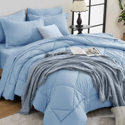 7-Piece California King Comforter Set, Dark & Light Grey Bed in a Bag
