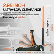 3-Ton (6600lbs) Low Profile Hydraulic Heavy-Duty Steel Floor Jack with Dual Pistons Quick Lift Pump, Home and Workshop Car Maintenance for Various Vehicles (Random Color, 3 Ton Low Profile)