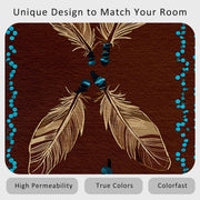 Tribal 3x10 Runner Rug, Feather Native American Brown Runners for Hallways, Kitchen, Bedroom, Entryway, Tribal Home Decor Floor Carpet, Non Slip Washable Low Pile, 3 x 10 ft