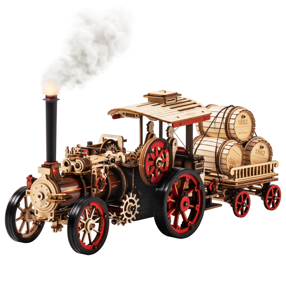 3D Wooden Puzzles for Adults, Steam Engine Car Model Kit, 1:28 Scale Mechanical Steam Locomotive Wooden Puzzle, 469PCS,Assembly Time 6H, Awesome Gifts for Adults