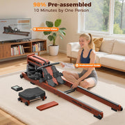 8-Level Foldable Magnetic Rowing Machine, LCD Monitor, Wide Seat, Black, 300 lb Capacity 289