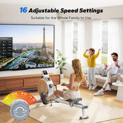 16-Level Dual-Rail Magnetic Rowing Machine, LCD Monitor, Wide Seat, Charcoal, 250 lb Capacity