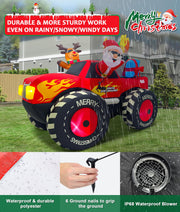 7FT Christmas Inflatable Outdoor Decoration, Inflatable Santa Claus & Reindeer on Monster Truck, Blow Up Yard Decorations LED Lighted for Yard, Garden, Lawn, Home Xmas Holiday Decor