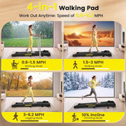 Walking Pad with Incline, 6.2 MPH Walking Pad Treadmill with Double Frame, Easy Read Full Screen LED Display, Low Noise 2.75HP Brushless Drive, Walking Pad Under Desk 350 LBS Weight Capacity