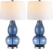 Lighting Collection Mercurio Double Gourd Blue and White Table Lamp, Set of 2