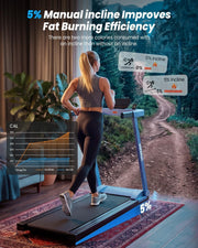 Folding Treadmill with 15% AUTO Incline and Handle Bar for Home Exercise