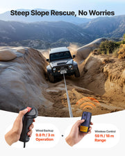 Electric Winch, 10000 lbs Load Capacity, 12V DC Truck Winch with Φ21/64 in x 65 ft Steel Rope, Wireless & Wired Remote Control, IP55 Waterproof for Towing SUV Trailer Boat Off-Road Vehicle