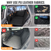 Dog Car Seat Cover for Back Seat,Back Seat Extender for Dogs Hard Bottom Dog Hammock,Waterproof,Scratch Resistant Leather,Strong Support,Back Seat Protector for Car/SUV/Small Truck,Black
