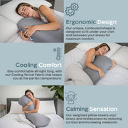 Weighted Body Pillow 8lbs, Cooling Tencel Cover, 48” x 14” XL Calming Weighted Comfort, Breathable Cooling Cover, Machine Washable, Made for Side Sleepers, Glass Bead Filled, Cooling Grey