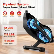8-Level Foldable Magnetic Rowing Machine, LCD Monitor, Standard Seat, Black, 300 lb Capacity 274