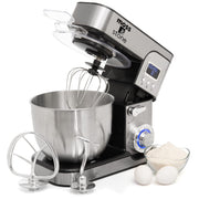 Stand Mixer With Lcd Display, 6 Speed Electric Mixer With 5.5 Quart Stainless Steel Mixing Bowl, Kitchen Mixer With Dough Hook, Egg Whisk, Beater & Baking Spatula, Food Mixer With Timer