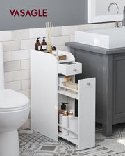 Small Bathroom Storage Cabinet, with Slide Out Drawers，Cloud White Slim Bathroom Storage Organizer, Toilet Paper Holder, for Small Spaces, SIREN Collection UBBC847P31