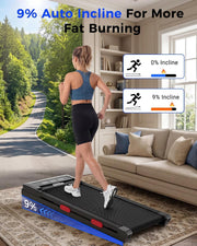 6% Incline Walking Pad, Smart AI Under Desk Treadmill for Home