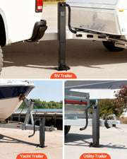 Heavy-Duty Trailer Jack, 12,000 lbs Load Capacity, Sidewind Square Direct Weld-on Trailer Jack with Handle Crank, Adjustable Drop Leg, 26-Inch Travel for Lifting RV, Utility, Yacht Trailers