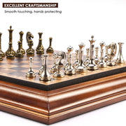14 inches Wooden Chess Set with Metal Chess Pieces / 2.5'' King/Storage for Chessmen/Gift Package/Instructions/Classic Board Game